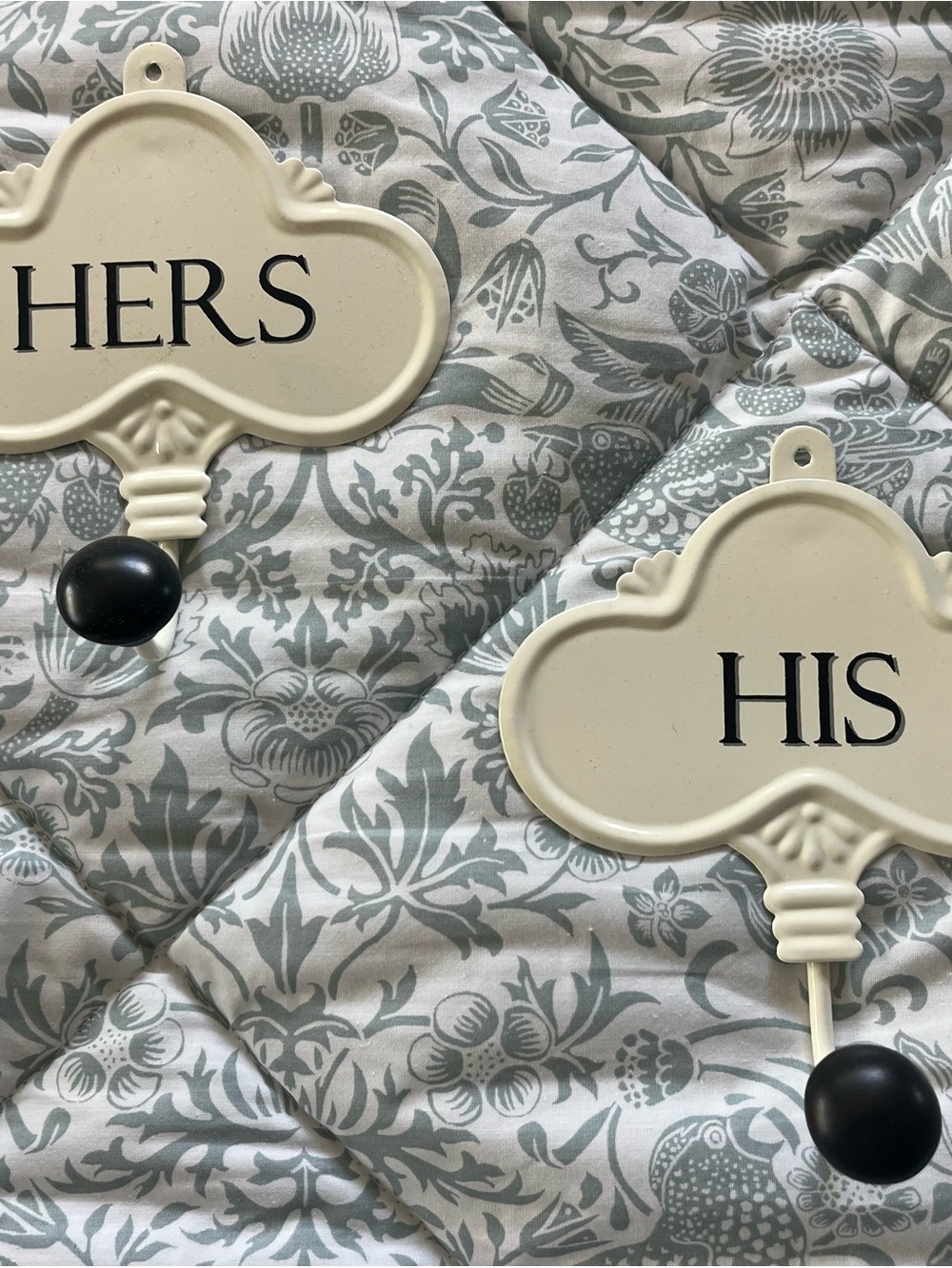 His and Hers Cream Wall Hook Set - Decorative Bathroom Hooks